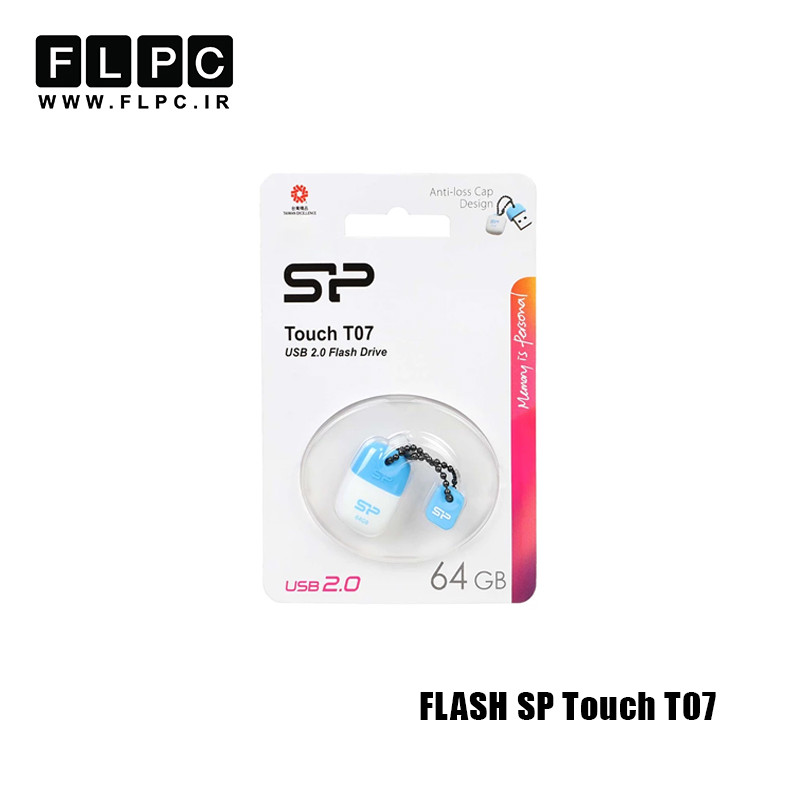 فلش مموری 64 گیگابایت Silicon Power مدل TOUCH T07 سفید آبی