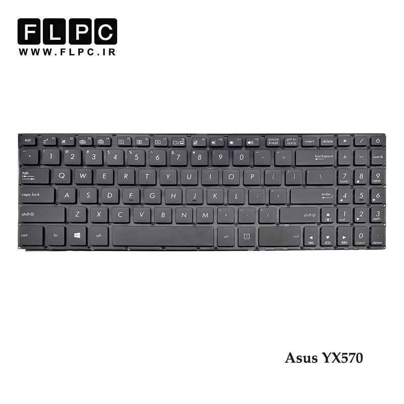 کیبورد لپ تاپ ایسوس Asus YX570 مشکی- اینترکوچک- بدون فریم- فلت بلند- با دکمه پاور