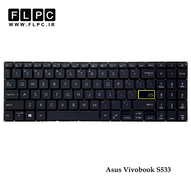 کیبورد لپ تاپ ایسوس Asus Vivobook S533 مشکی- اینترکوچک- بدون فریم- با دکمه پاور