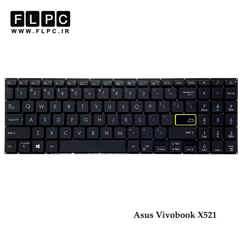 کیبورد لپ تاپ ایسوس Asus Vivobook X521 مشکی- اینترکوچک- بدون فریم- با دکمه پاور