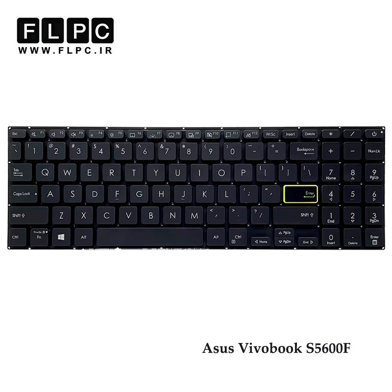 کیبورد لپ تاپ ایسوس Asus Vivobook S5600F مشکی- اینترکوچک- بدون فریم- با دکمه پاور