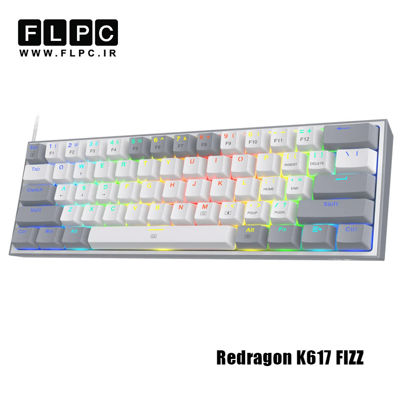 کیبورد مکانیکال گیمینگ ردراگون مدل Redragon K617 FIZZ سفید-خاکستری