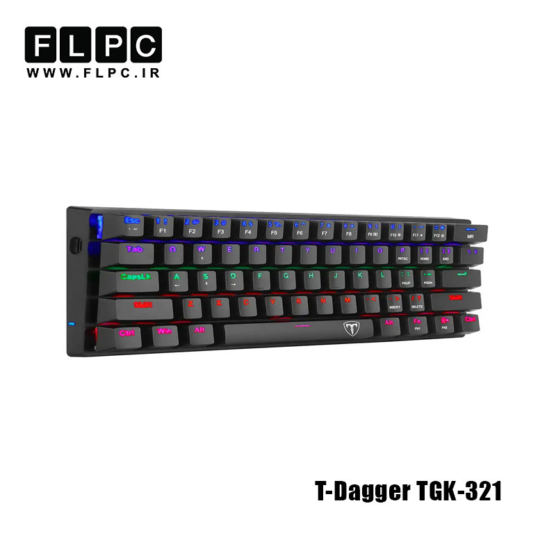 کیبورد با سیم گیمینگ مکانیکال تی دگر مدل T-Dagger Arena T-TGK321 مشکی