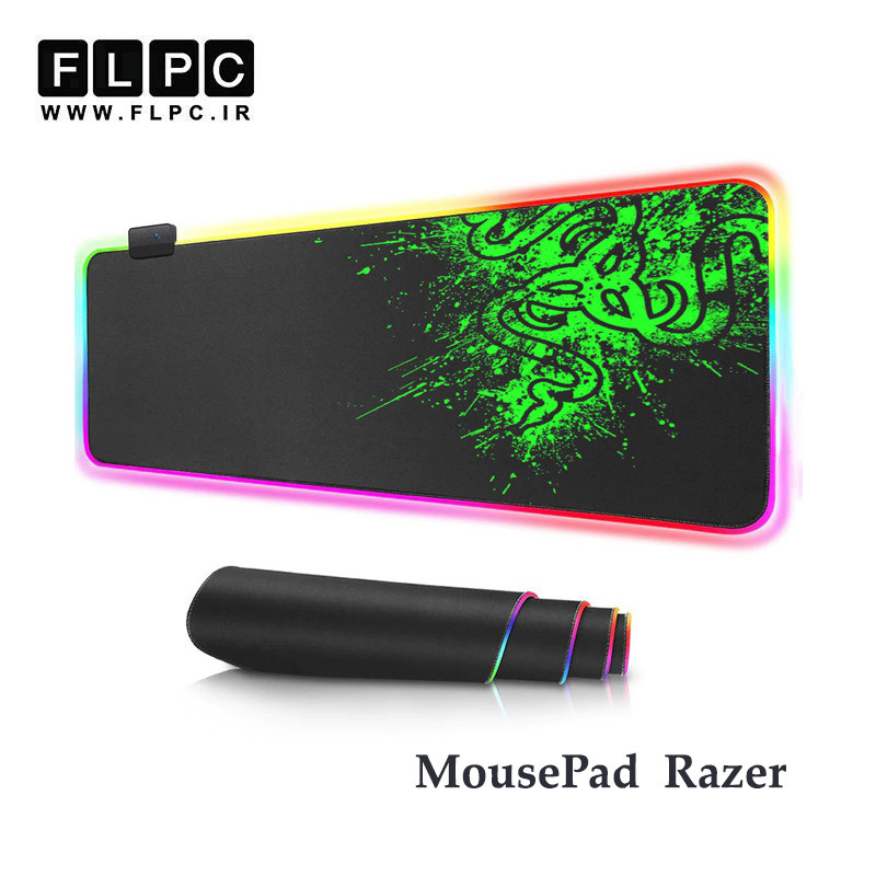ماوس پد گیمینگ طرح ریزر RGB سایز 30*80 سانتی متر