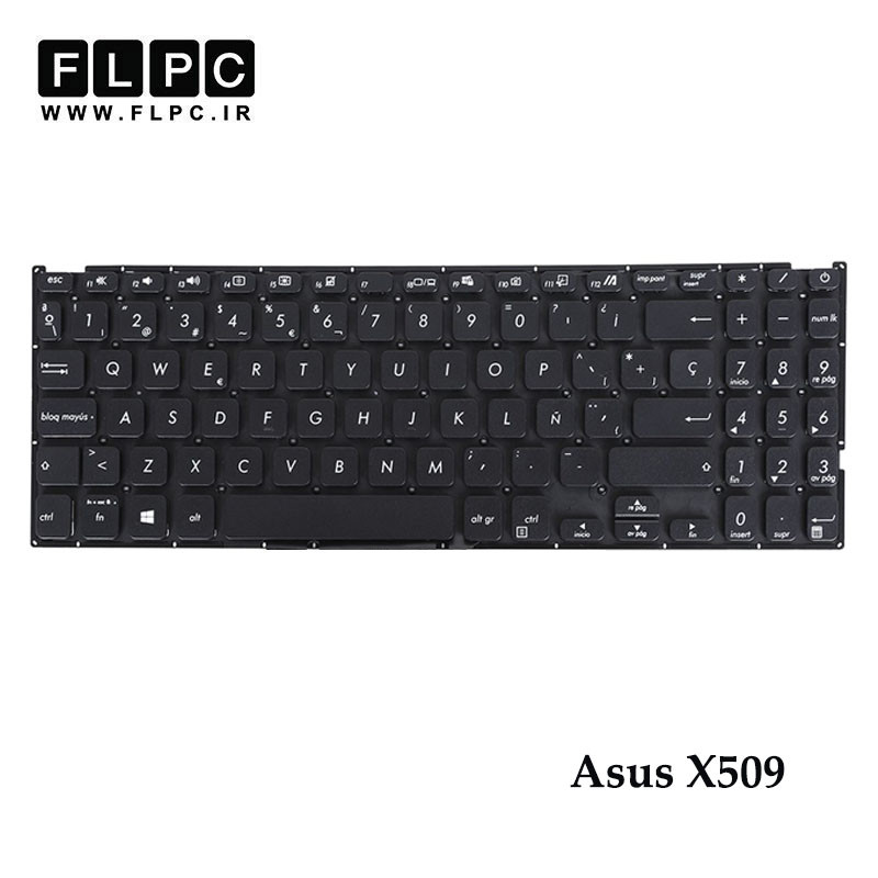 کیبورد لپ تاپ ایسوس Asus X509 مشکی- اینترکوچک- بدون فریم- با دکمه پاور