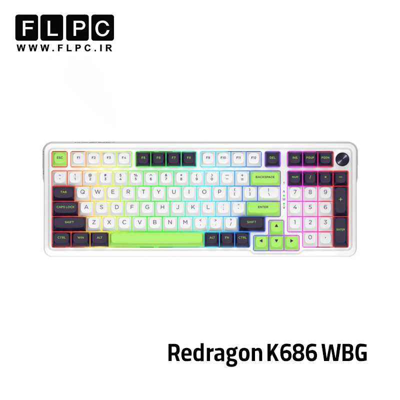 کیبورد گیمینگ ردراگون Redragon K686 WBG (EISAMAX) سوییچ سبز Mambo Mint