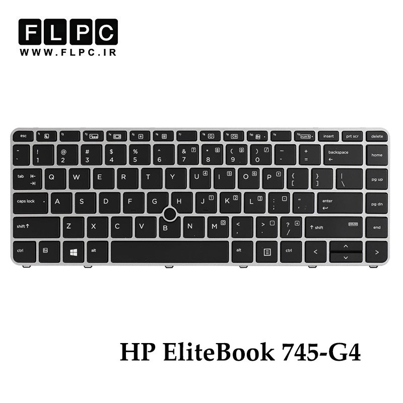 کیبورد لپ تاپ اچ پی HP EliteBook 745-G4 اینترکوچک- با فریم و بک لایت- مشکی با فریم نقره ای