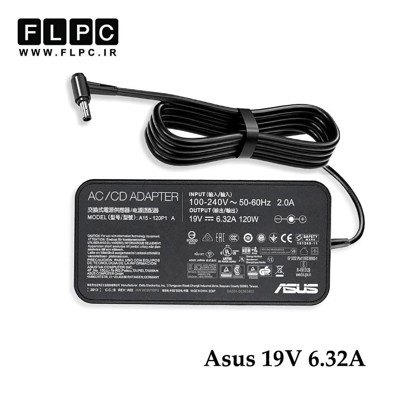 آداپتور لپ تاپ ایسوس Asus 19V 6.32A _4.5*3.0 زنبوکی سوزن دار