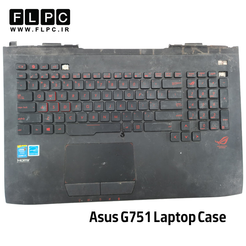 قاب دور کیبورد + کیبورد لپ تاپ ایسوس Asus G751 _Cover C مشکی- دست دوم