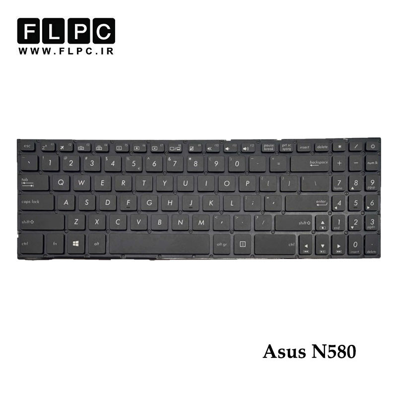 کیبورد لپ تاپ ایسوس Asus N580 مشکی- اینترکوچک- بدون فریم- با دکمه پاور و بک لایت