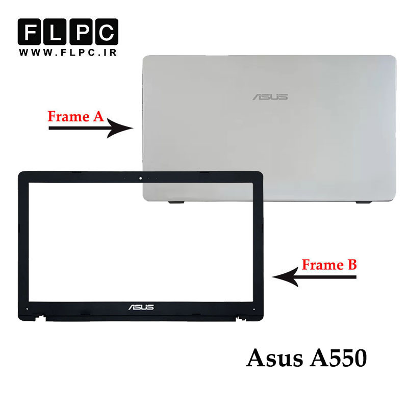 قاب پشت و جلو ال سی دی لپ تاپ ایسوس Asus A550 _Cover A+B _Intel سفید- غیرتاچ
