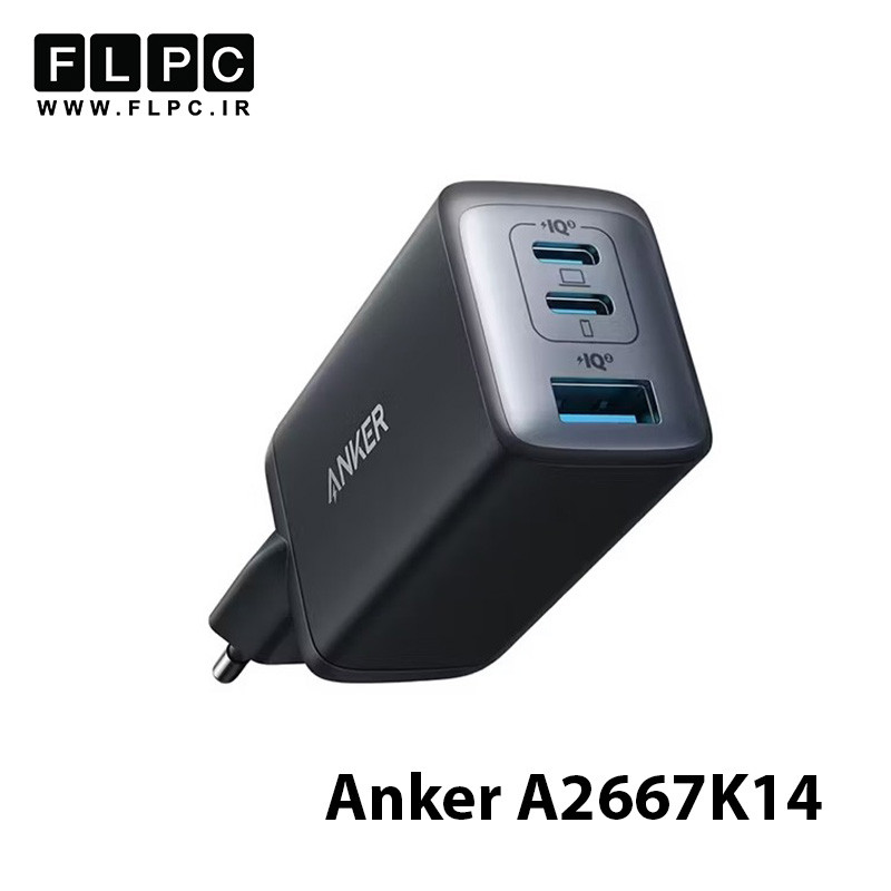 آداپتور دیواری 65W مدل Anker A2667K14 با ۳ پورت USB Type-C
