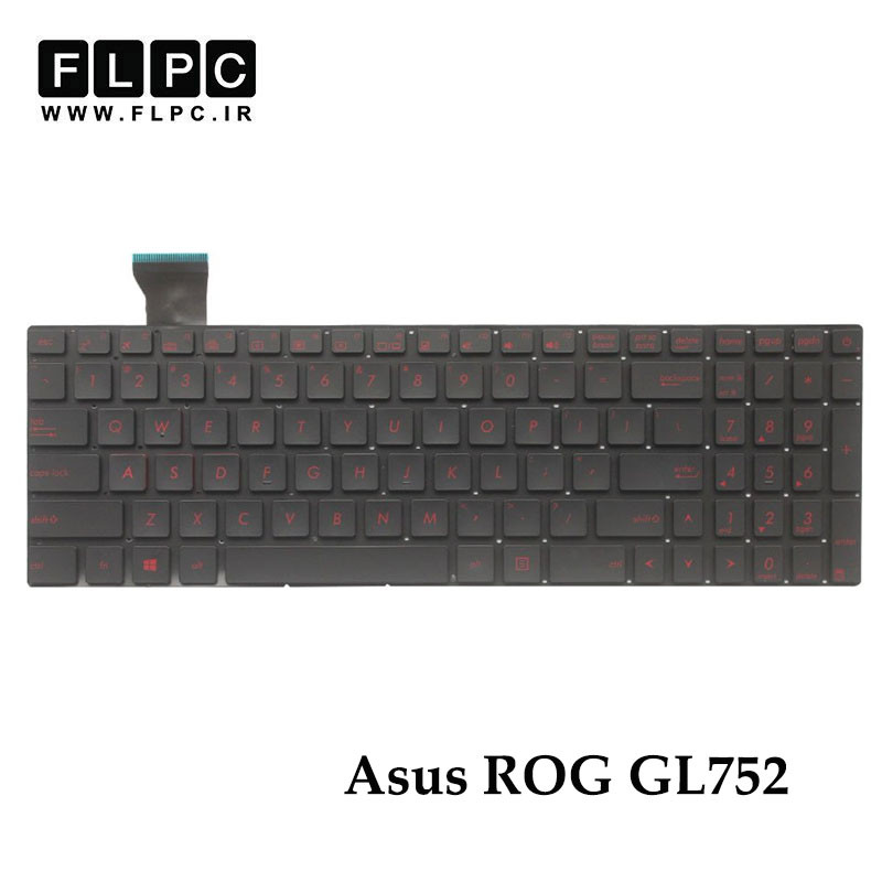 کیبورد لپ تاپ ایسوس Asus ROG GL752 مشکی- اینترکوچک- بدون فریم- با دکمه پاور و بک لایت