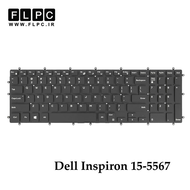 کیبورد لپ تاپ دل Dell Inspiron 15-5567 مشکی- اینترکوچک- بدون فریم- با بک لایت