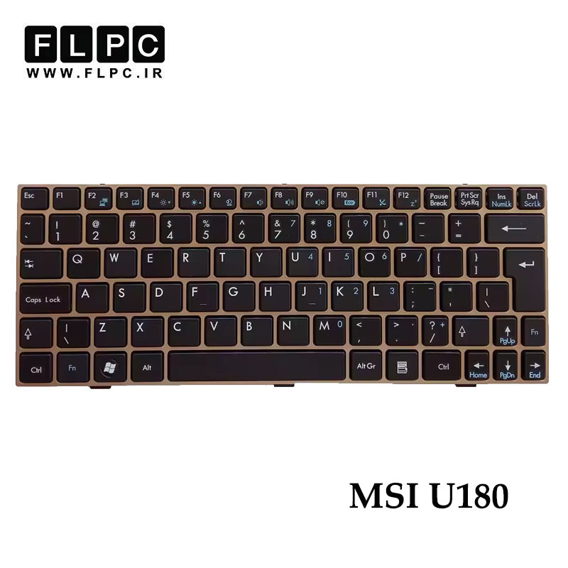 کیبورد لپ تاپ ام اس آی MSI U180 مشکی- با فریم بژ