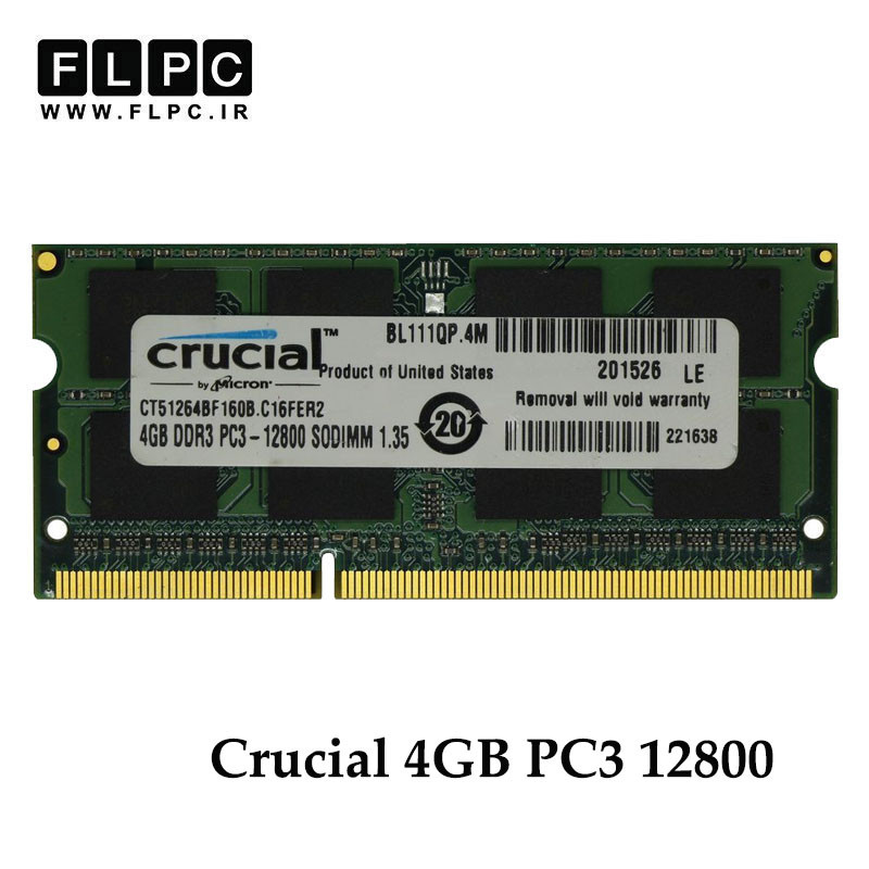 رم لپ تاپ 4 گیگ Crucial DDR3-PC3 (1600-12800) CL11 _CT51264BF160B.C16FER2