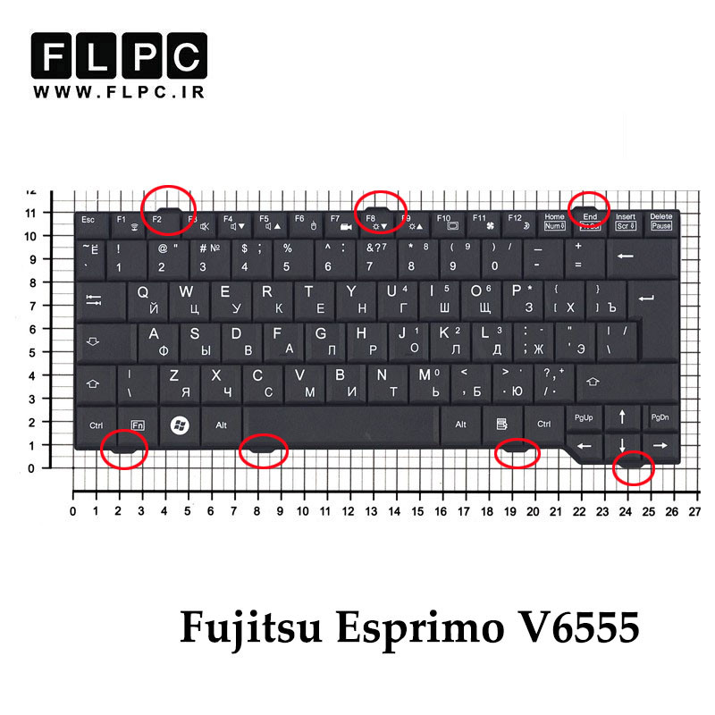 کیبورد لپ تاپ فوجیتسو 26 سانتی Fujitsu Esprimo V6555 مشکی- بدون فریم