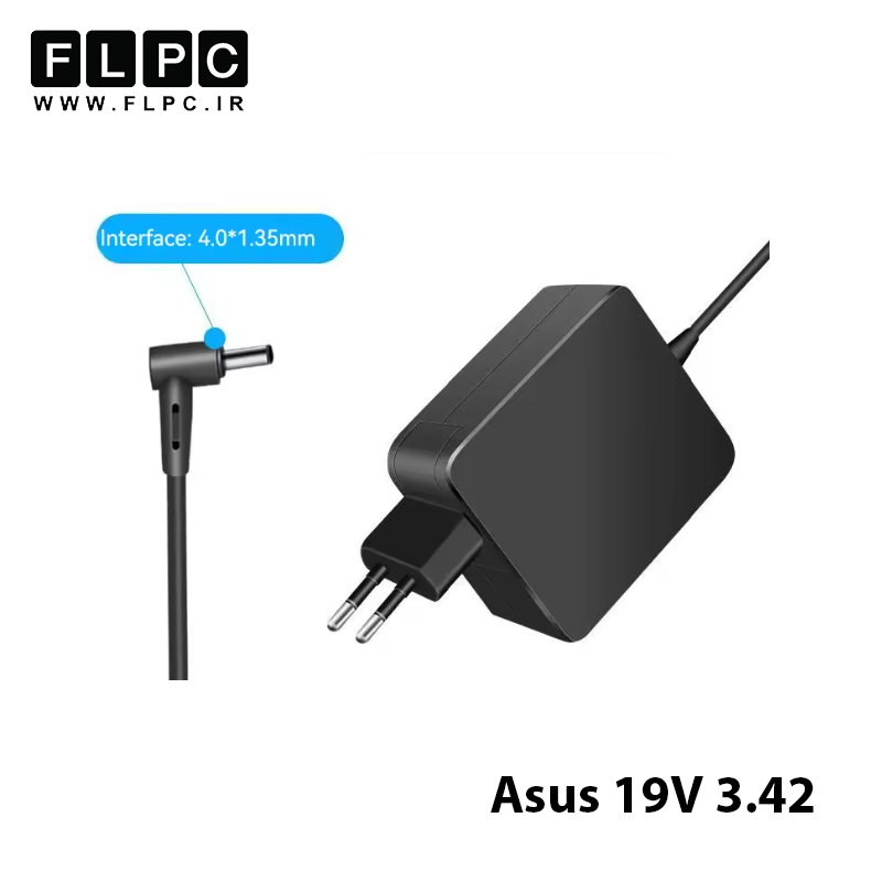 آداپتور لپ تاپ ایسوس Asus 19V 3.42A _4.0x1.35 مربعی- گارانتی بیمه ایران