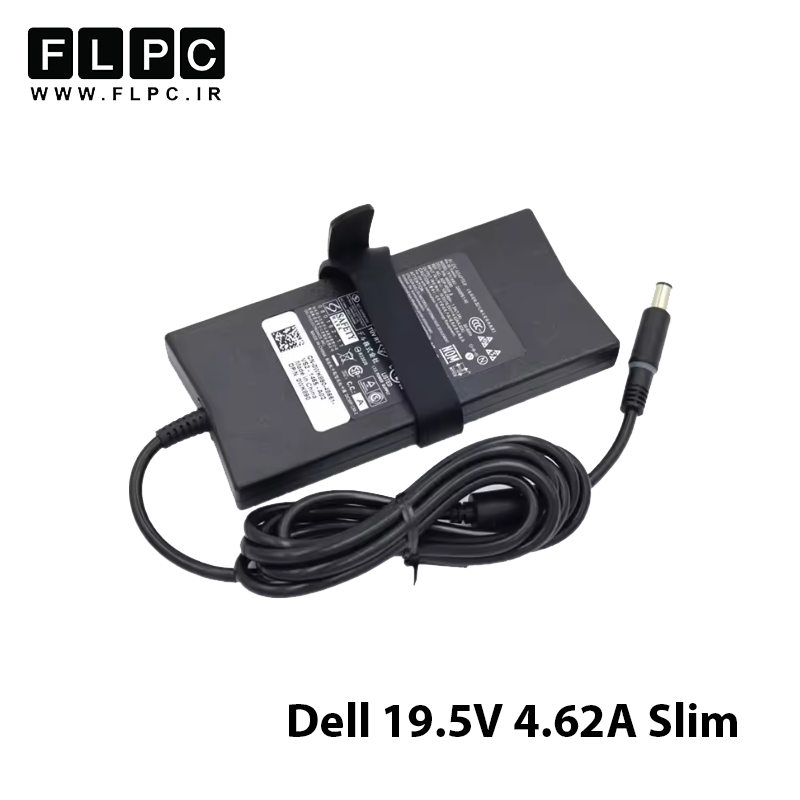 آداپتور لپ تاپ دل Dell 19.5V 4.62A Slim _7.4x5.0  گارانتی بیمه ایران