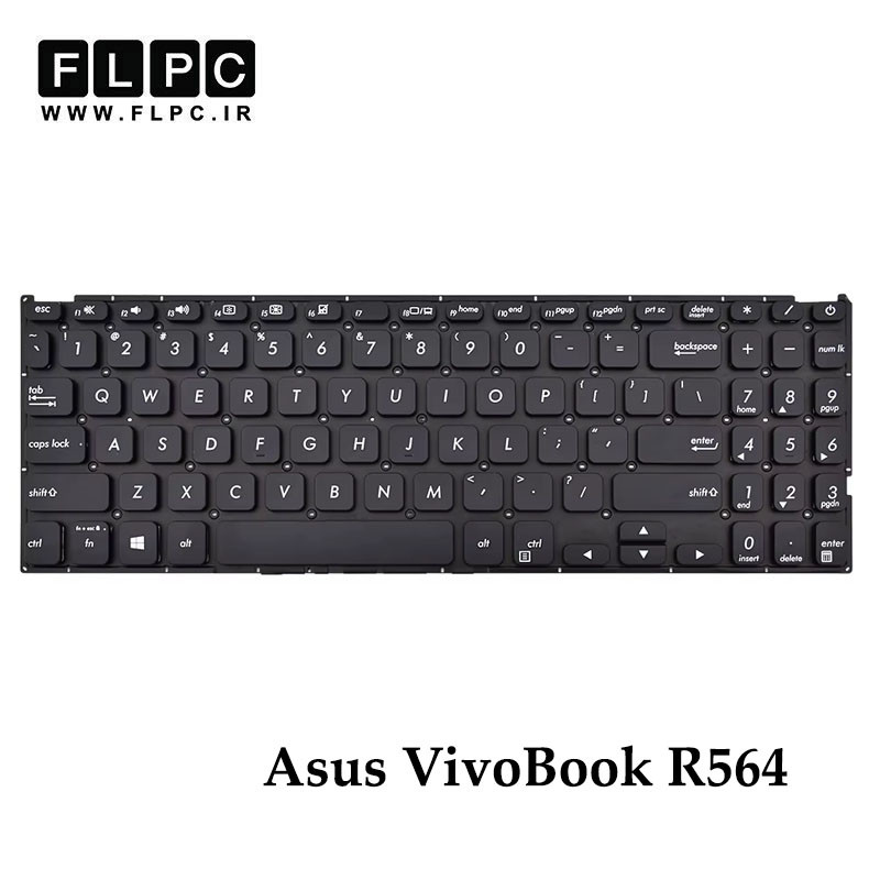 کیبورد لپ تاپ ایسوس Asus VivoBook R564 مشکی- اینترکوچک- بدون فریم- با دکمه پاور
