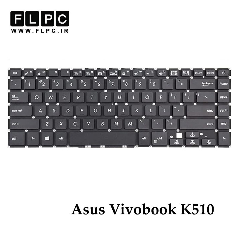 کیبورد لپ تاپ ایسوس Asus VivoBook K510 مشکی- اینترکوچک- بدون فریم- با دکمه پاور