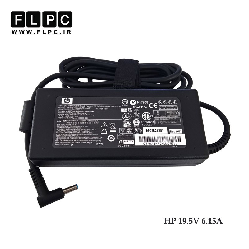 آداپتور لپ تاپ اچ پی HP 19.5V 6.15A Slim _4.5*3.0 سرفیش آبی