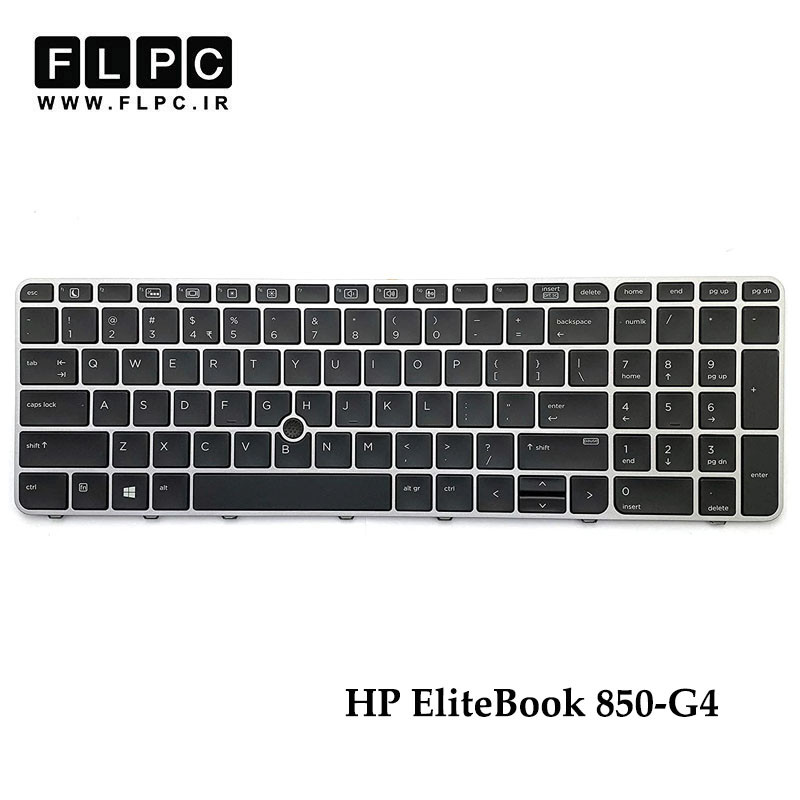 کیبورد لپ تاپ اچ پی HP EliteBook 850-G4 مشکی- با موس و بک لایت- با فریم نقره ای
