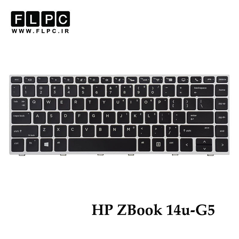 کیبورد لپ تاپ اچ پی HP ZBook 14U-G5 مشکی- با فریم نقره ای