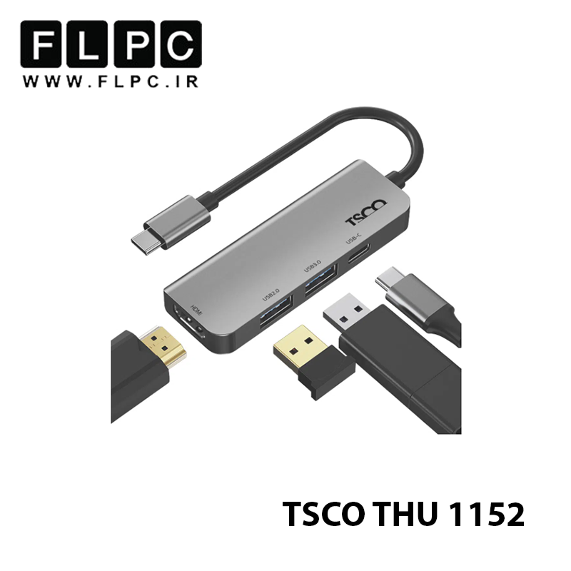 هاب USB چهار پورت تایپ سی تسکو مدل TSCO THU 1152