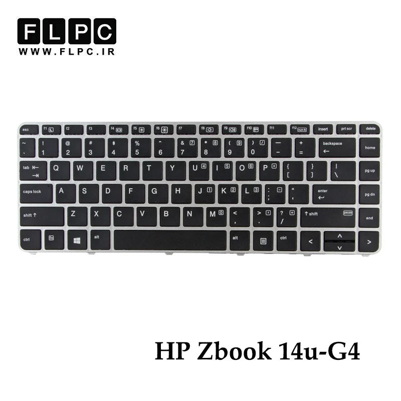 کیبورد لپ تاپ اچ پی HP Zbook 14u-G4 مشکی با فریم نقره ای