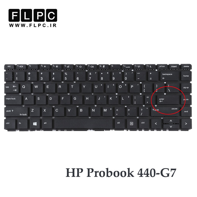 کیبورد لپ تاپ اچ پی HP ProBook 440-G7 مشکی- اینترکوچک- بدون فریم- با بک لایت