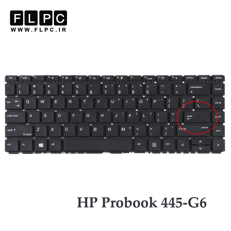 کیبورد لپ تاپ اچ پی HP ProBook 445-G6 مشکی- اینترکوچک- بدون فریم- با بک لایت