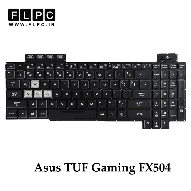 کیبورد لپ تاپ ایسوس Asus TUF Gaming FX504 مشکی- اینترکوچک- بدون فریم- با دکمه پاور و بک لایت