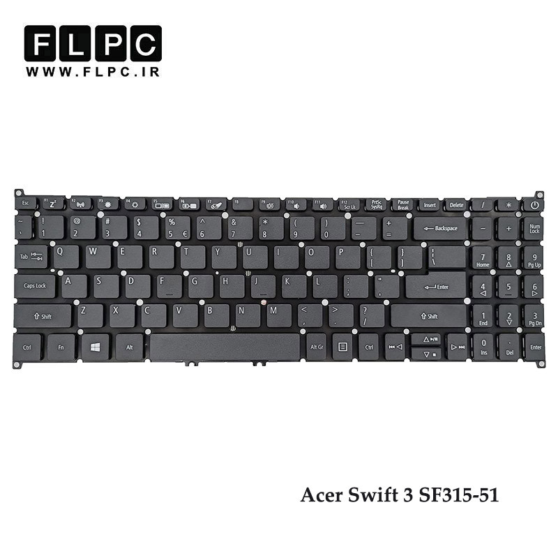 migrated_img_79269 کیبورد لپ تاپ ایسر Acer Swift 3 SF315-51 فلت صاف- با دکمه پاور و بک لایت- اینترکوچک- بدون فریم
