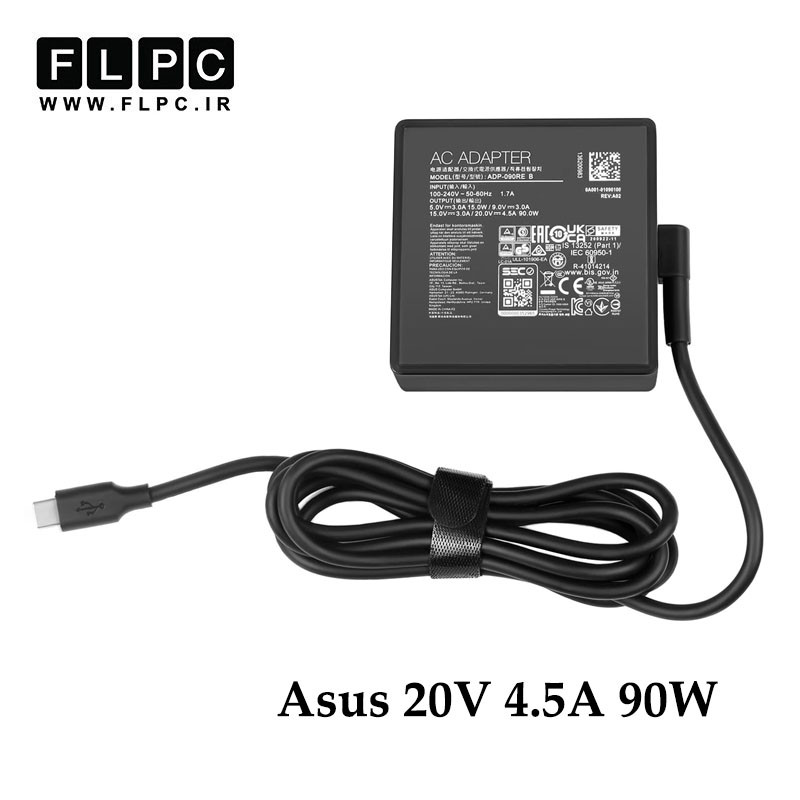 آداپتور لپ تاپ ایسوس Asus 5V 3A/ 9V 3A/ 15V 3A/ 20V 4.5A _90W مربعی Type C