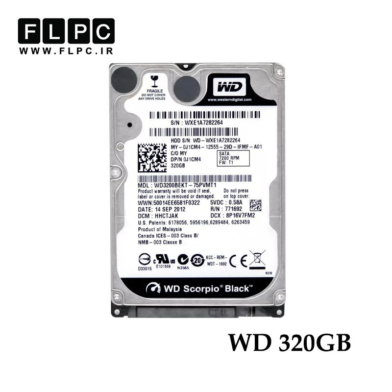 هارد HDD لپ تاپ 320 گیگابایت WD مدل WD3200BEKT-75PVMT1 کارکرده
